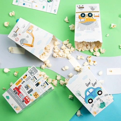 Pudełka papierowe na popcorn auta samochody 6x
